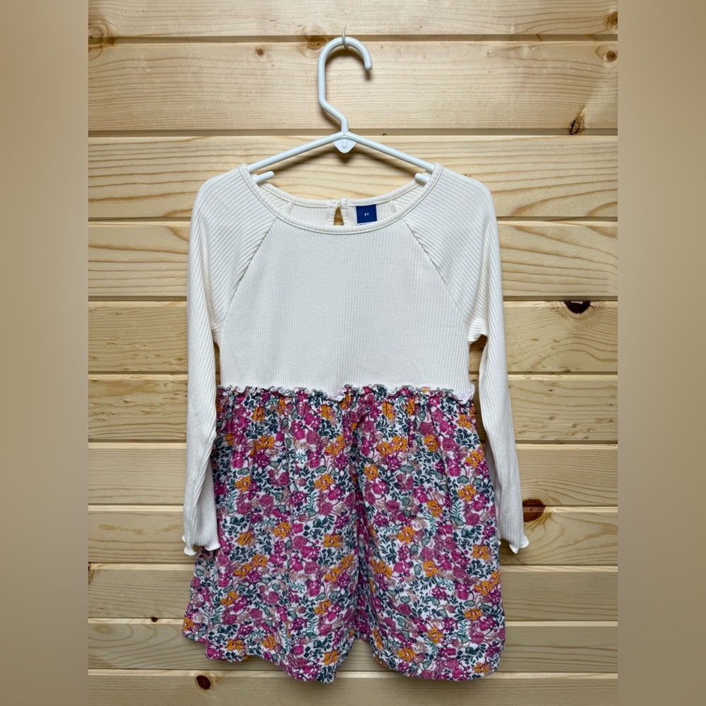 Old Navy Cream and Floral Kids Dress